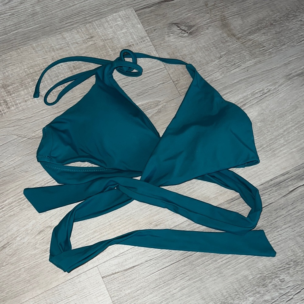 Strappy Bikini top size small - turqoise/blue
